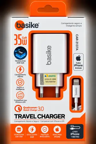 Carregador Basike GaN 35W para iPhone com Tecnologia Quick Charge 3.0 – CAR-3137A