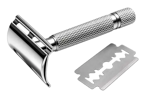 Aparelho de Barbear Clássico com Lâmina Dupla – Barbeador Manual em Aço Inox