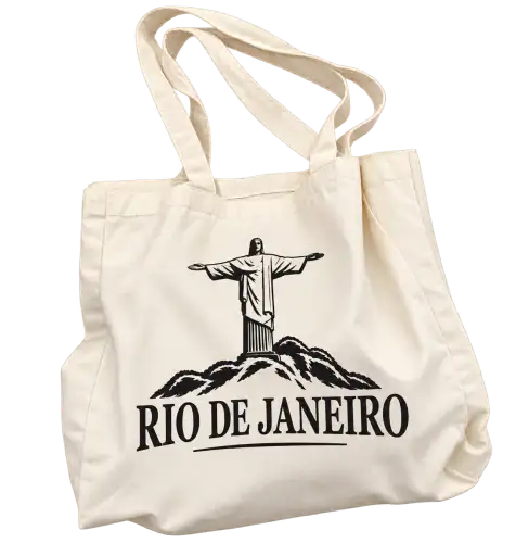 Ecobag de Algodão Rio de Janeiro com Estampa do Cristo Redentor