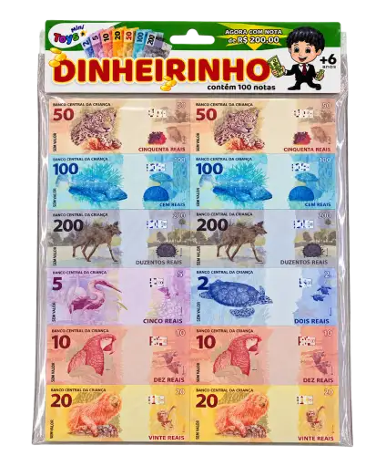 Dinheirinho Infantil com 100 Notas de Brinquedo – Mini Toys