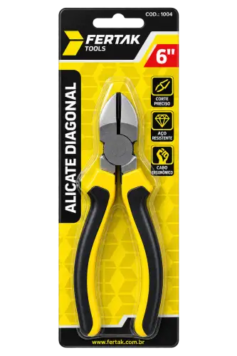Alicate de Corte Diagonal Fertak Tools 6" – Cabo Emborrachado