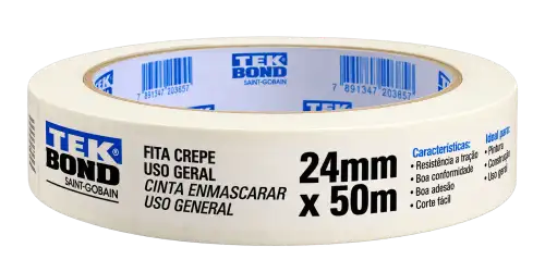 Fita Crepe Tek Bond 24mm x 50m – Uso Geral