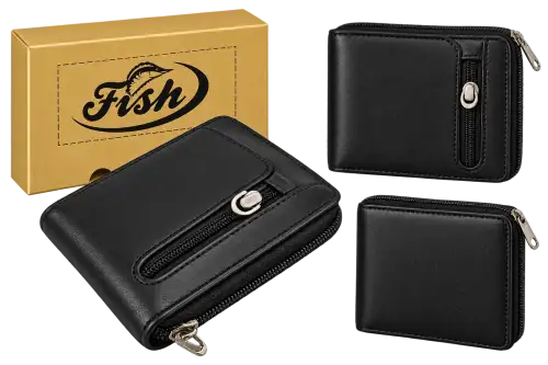 Carteira Masculina Fish de Couro com Fecho