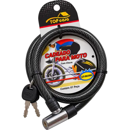 Cadeado para Moto Top Casa com Cabo de Aço – Com Chave