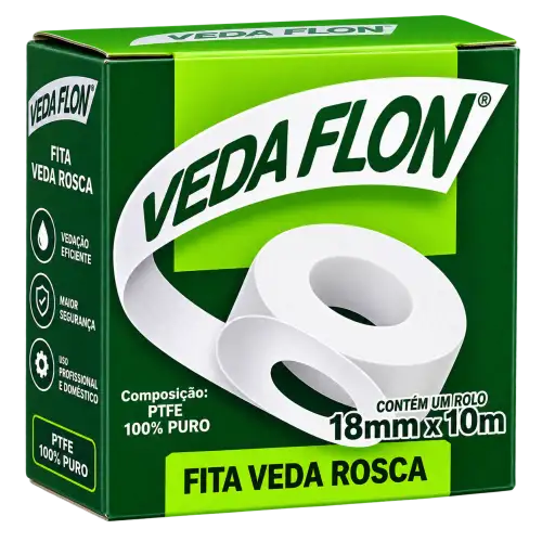 Fita Veda Rosca Veda Flon 18mm x 10m PTFE 100% Puro