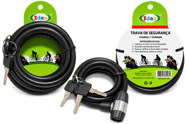 Trava de Segurança com Cabo de Aço para Bicicleta e Moto