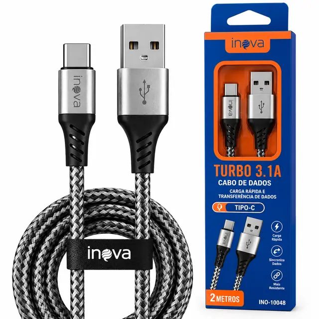 Cabo de Dados Inova Tipo-C Turbo 3,1A 2 Metros