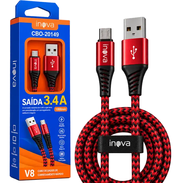 Cabo de Dados Inova V8 3,4A 1 Metro
