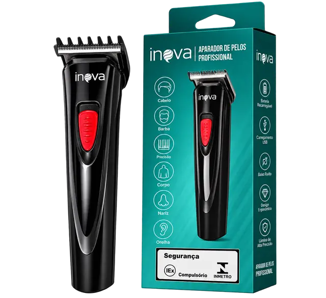 Aparador de Pelos Profissional Inova – Máquina para Cabelo e Barba