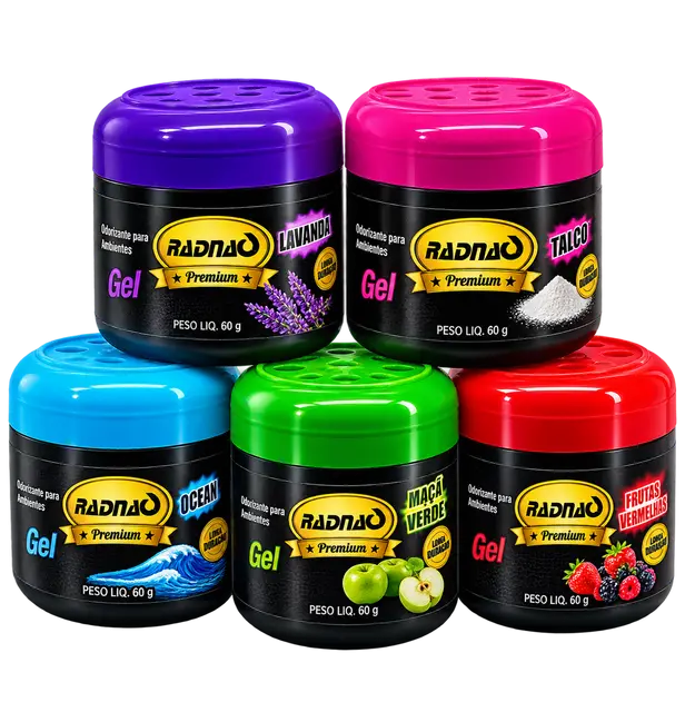 Aromatizantes de Ambiente Radnaq Gel Premium 60g – Fragrâncias Sortidas