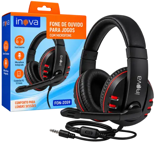 Fone de Ouvido Gamer Inova FON-2059 com Microfone – Headset com Fio